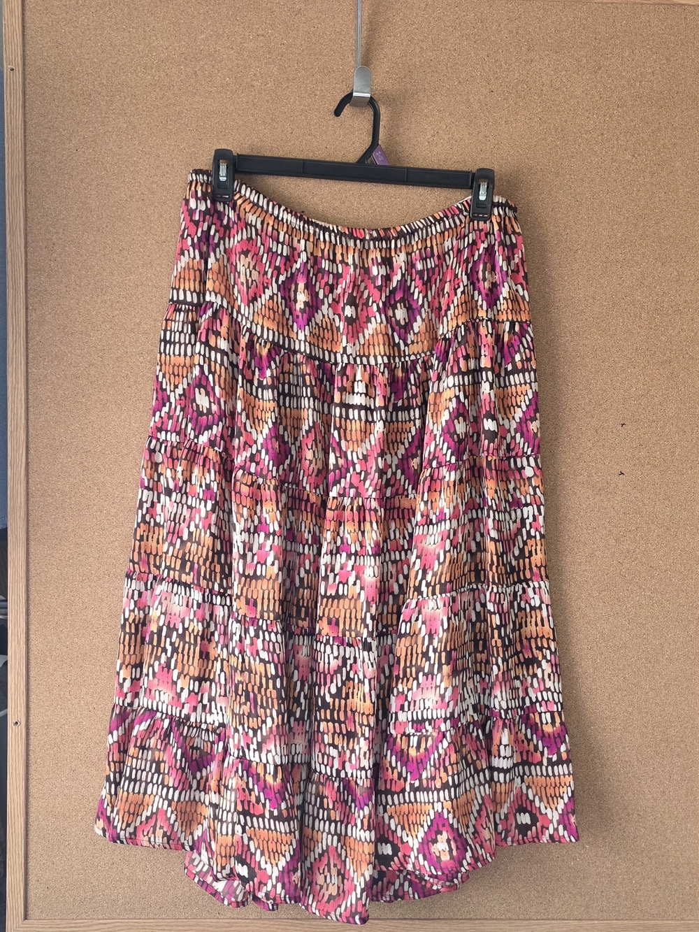 Jaclyn Smith Geometric Print Midi Skirt Multicolor Boho Retro XL Fall